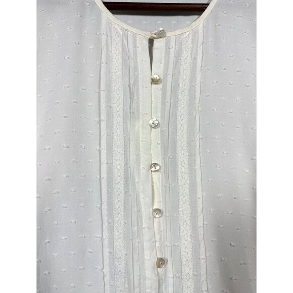 J Jill Womens Blouse M White Ivory Button-Up Long Sleeve Swiss Dot - Picture 3 of 5